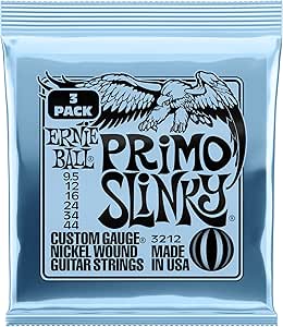 Ernie Ball Primo Slinky Nickel Wound E-Gitarrensaiten, 3er-Pack, Stärke 9.5-44