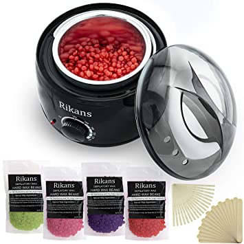 Wax Warmer, Hair remover, Waxing Kit with Stripless Wax, Hard Wax Beans, 40 Wax Applicator Sticks for Full Body,Face,Eyebrows, Arms, Bikini.Perfect Hair Removal for Women, Men, Home Waxing Kit
