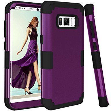 Samsung Galaxy S8 Plus Case, Hocase Hybrid Heavy Duty Shock Absorbent Full Protection Dual Layer Rubber Bumper Case for Samsung Galaxy S8 Plus 6.2" 2017 - Violet / Black