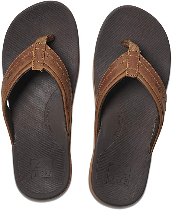 Reef Men's Sandals Leather Ortho-Spring | Arch Support Flip Flops for Men