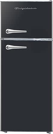 Frigidaire EFR786-BLACK EFR786 Retro Apartment Size Refrigerator with Top Freezer-2 Door Fridge with 7.5 Cu Ft of Storage Capacity, Adjustable Spill-Proof Shelves, Door & Crisper Bins, Black