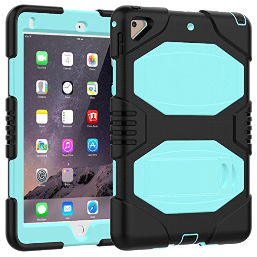 For New iPad 9.7 2017 Case,iPad 5th Generation Case,Hybrid Rubber TPU Hard Heavy Duty Shockproof Armor protection Rugged Protective Stand Cover Case Light Blue
