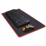 Topoint Extended Large Ultra Thick Mouse Mat  Keyborad Pad Special Treated Textured Weave Stitched Edges Slip Anti Fray Silky Smooth For Gaming Office Home Not Included Keyboard and Mouse Red