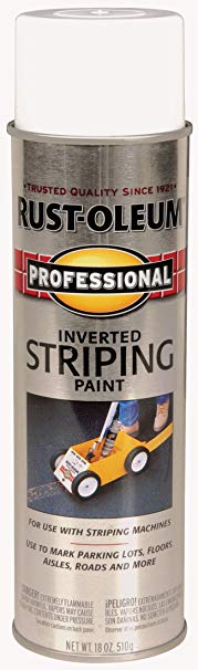 Rust-Oleum 2593838 Professional Stripe Inverted Striping Spray Paint, 18 oz, White