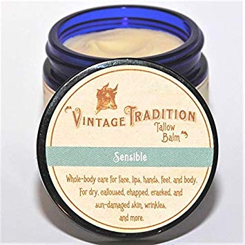 Vintage Tradition Sensible Tallow Balm, 100% Grass-Fed, 2 Fl Oz"The Whole Food of Skin Care"