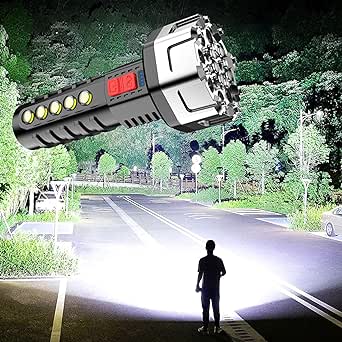 LED Torch USB Rechargeable, Super Bright Tactical Torch, IP67 Waterproof 5 Lighting Modes Portable LED Zoomable Flashlight for Camping Cycling Running Dog Walking Emergency Hiking Outdoor