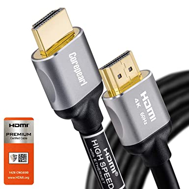 Corepearl Certified Premium 4K UHD HDMI Cable 6ft,CL3 Rated Black, 4K@60Hz, HDR, 18Gbps, 3D,Dolby Vision, HDCP 2.2 and Audio Return(ARC), YUV 4:4:4,28AWG for HDTV, Roku, PC, Xbox, PS4