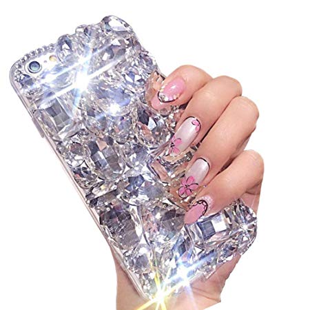 Aearl Apple iPhone XR Bling Diamond Case,iPhone XR 3D Luxury Sparkle Crystal Rhinestone Shiny Glitter Full Clear Stones Back Phone Cover with Screen Protector for iPhone XR 6.1 inch 2018-Full White