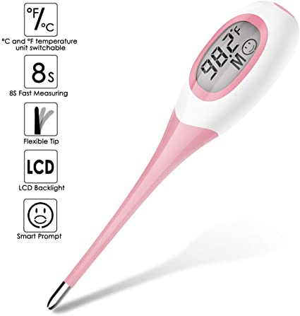 ROSEBEAR Digital LCD Thermometer Fast Measuring Oral Armpit Fast Read Temperature Meter for Baby,Adults or Kids Fever Home Medical Tool Pink