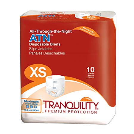 Tranquility ATN™ (All-Through-the-Night) Adult Disposable Briefs - XS - 100 ct