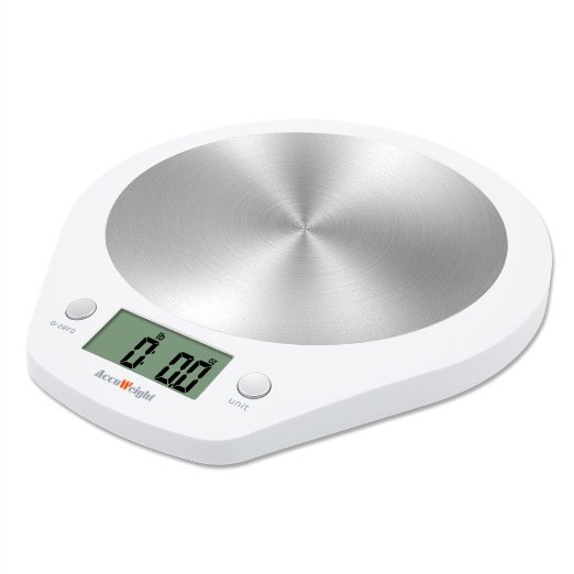 Accuweight 11lb Digital Electronic Kitchen Food Scale Gram Weight Scale, White