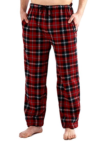 Mens Classic Checked Polar Fleece Lounge Wear Pyjama Trouser Bottoms Sleepwear Nightwear