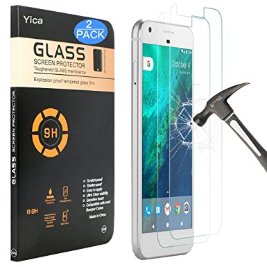 Google Pixel Screen Protector 5.0" [2-PACK], Yica Google Pixel Tempered Glass HD Clear 9H Hardness with 2.5D and Easy-to-Install Wings for Google Pixel