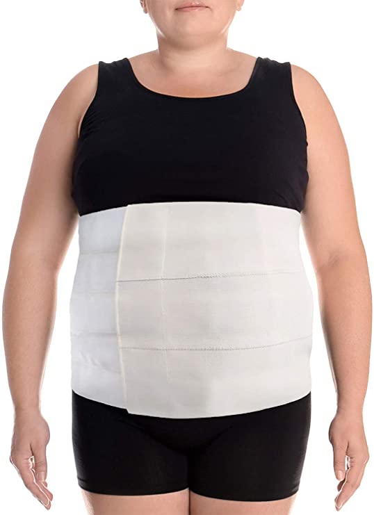 Wide Abdominal Binder Belly Wrap – Plus Size Postpartum Tummy Tuck Belt Provides Slimming Bariatric Stomach Compression or to Help Hernia or Post Surgery Healing & Support (L/XL)