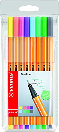 STABILO Point 88"Pastel" Fineliner Pen - Assorted Colours (Pack of 8)