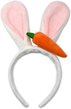 Bendable Bunny Ears Headband for Adult Kids Boy Girl Toddler and Dog Soft and Durable Perfect for Cute Bunny Rabbit Costume by Ecluv (White, Carrot)