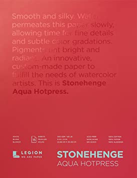 Legion Stonehenge Aqua Watercolor Block, 140 Pound Hot Press, 9 X 12 inches, White, 15 Sheets (L21-SQH140WH912)