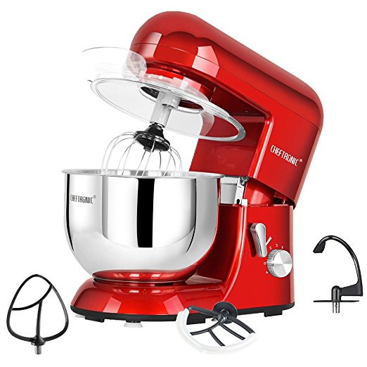 Cheftronic Powerful 650w Planetary Stand Mixer 5.5qt Bowl (Red)