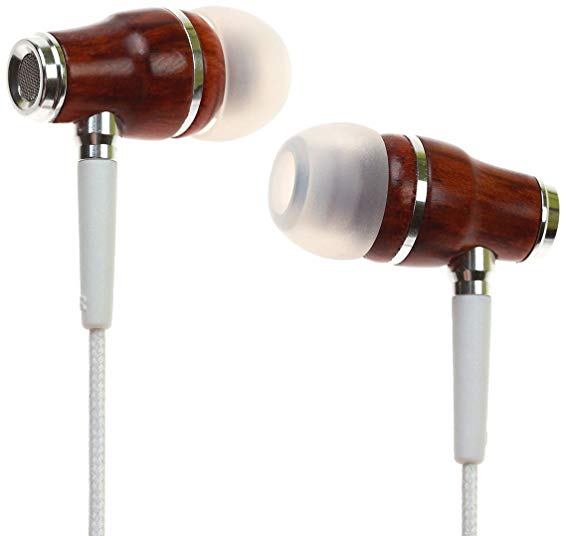 Symphonized NRG Earbuds | Genuine Wood Earphones | In-ear Noise-isolating Headphones with Mic (White)