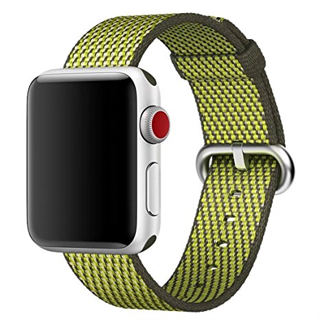 Hailan Band for Apple Watch Series 1 / 2 / 3,Newest Design Fine Woven Nylon Wrist Strap Replacement with Classic Buckle for iwatch,42mm,Dark Olive Check