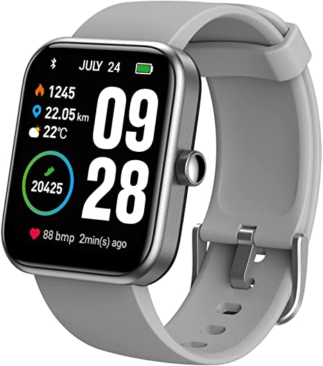 TOZO S2 Smart Watch Alexa Built-in Fitness Tracker with Heart Rate and Blood Oxygen Monitor,Sleep Monitor 5ATM Waterproof HD Color Touchscreen for Men Women Compatible with iPhone & Android