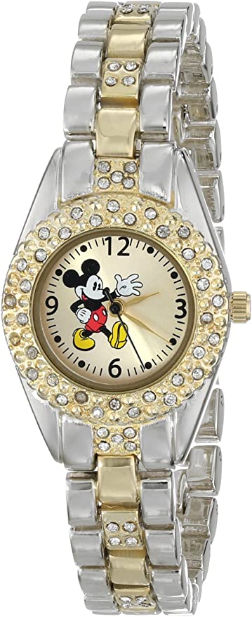 Disney Women's MK2056 Mickey Mouse Gold Sunday Dial Two-Tone Bracelet Watch