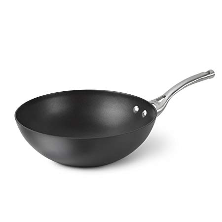 Calphalon Contemporary Hard-Anodized Aluminum Nonstick Cookware, Flat-Bottom Wok, 10-inch, Black