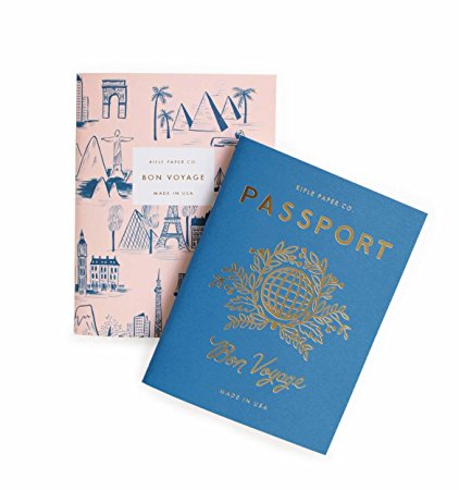 Rifle Paper Passport / Bon Voyage Passport Pocket Size Journal Notebooks, Set of 2 Notebooks