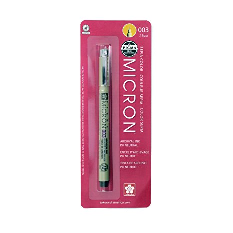 Sakura Pigma 50046 Micron Blister Card Ink Pen Set, Sepia, 003 Sepia 1CT