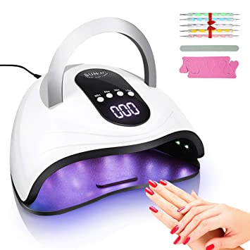 120w Led Nail Lamp, Liaboe Gel Light, LED Gel Nail Lamp 4 Time Setting UV Led Nail Light Curing Nail Dryer for Gel Nails with LCD Screen (White)