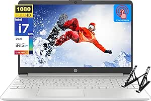 HP 2024 Newest Touchscreen Laptop, 15.6" FHD Display, Intel Core i7-1255U Processor(10-Core, Up to 4.7GHz), 16GB RAM, 1TB SSD, Intel Iris Xe Graphics, WiFi, Webcam, Win 11 Home S, Laptop Stand