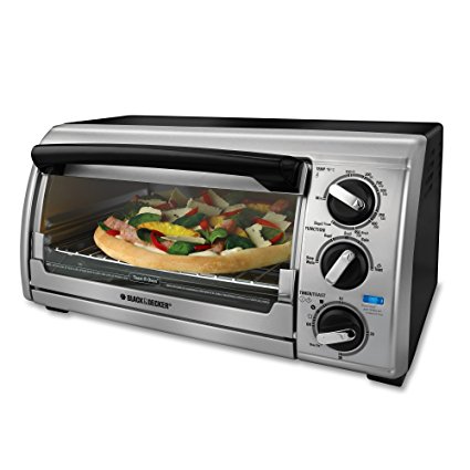 Black & Decker TRO480BS 4-Slice Toaster Oven, Black/Silver