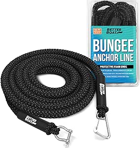 Bungee Anchor Rope Boat Anchor Rope Bungee Anchor Line Elastic Anchor Snubber 14ft to 25ft Black