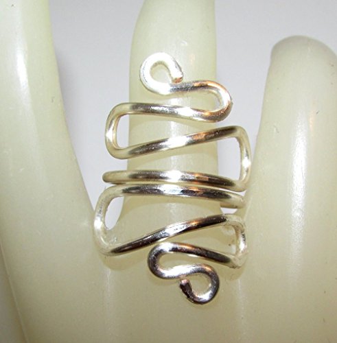 Adjustable Wire Wrap Silver Plated Snake Statement Ring