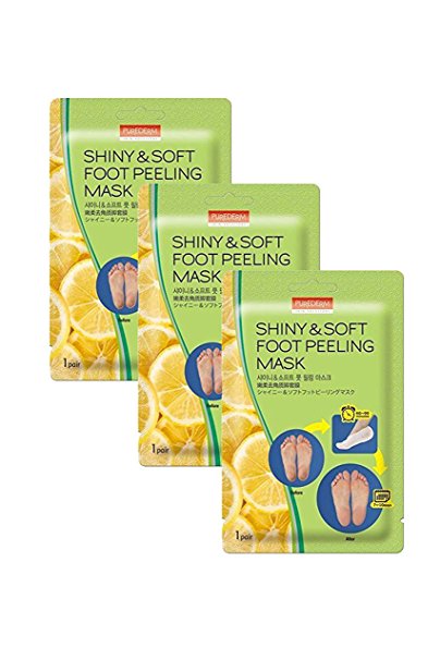 New Foot Peeling Mask Set By Purederm – Exfoliating Foot Peel Spa Mask For Baby Soft Skin W/Sunflower Seed Oil & Lemon Extract(3Pair,6Pair and 12Pair) (3-Pair)