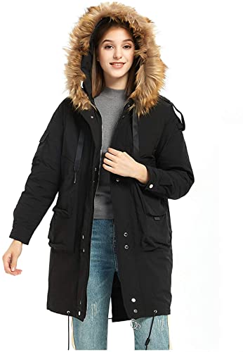 ilishop Women's Thickened Long Down Jacket Hooded Parka Winter Puffer Coat