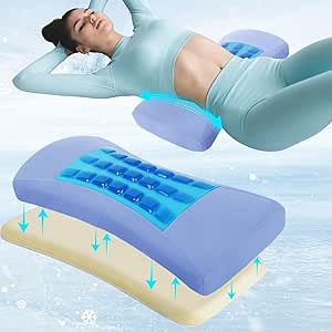 Lumbar Support Pillow for Bed Relief Lower Back Pain with Cooling Gel: Sciatica Lower Back Pillow for Sleeping-Memory Foam Waist Pillow for Side/Back/Stomach