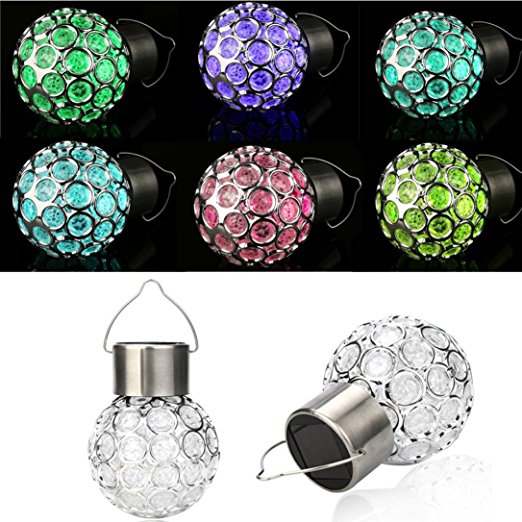 LED Light Globe Lamp,Lavany® Waterproof Solar Rotatable Outdoor Garden Camping Hanging LED Round Ball Lights (Multicolor)