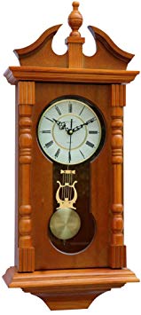 Vmarketingsite Wall Clocks: Grandfather Wood Wall Clock with Chime. Pendulum Wood Traditional Clock. Makes a Great House Warming or Birthday Gift (Oak)