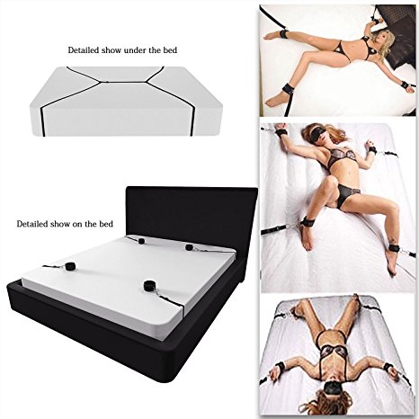 Beimly Bed Bondage Restraints Kits with Adjustable Soft Comfortable Cuffs for Legs, Ankles and Hands