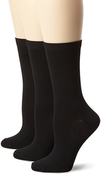 Nine West Women's Solid Flat-Knit Crew Sock Three-Pack