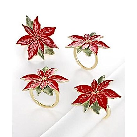 Lenox Poinsettia Napkin Rings Set of 4