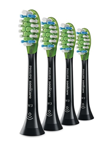 Philips Sonicare Premium White replacement toothbrush heads, HX9064/95, BrushSync technology, Black 4-pk