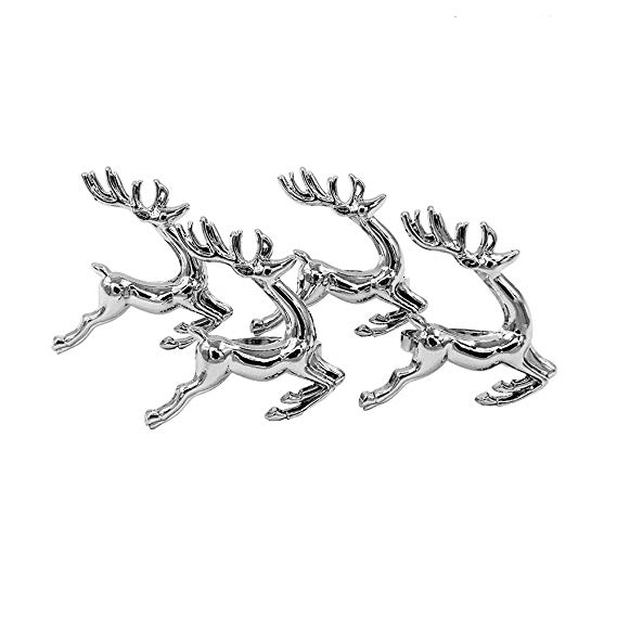 Holiday Silver Napkin Rings Holders for Dinners Parties Everyday Home Table Decoration Accessory Adornment for Wedding Set of 4
