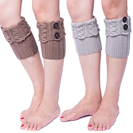 2 Pack of Womens Lace Stretch Boot Leg Cuffs Leg Warmers Socks Topper Cuff