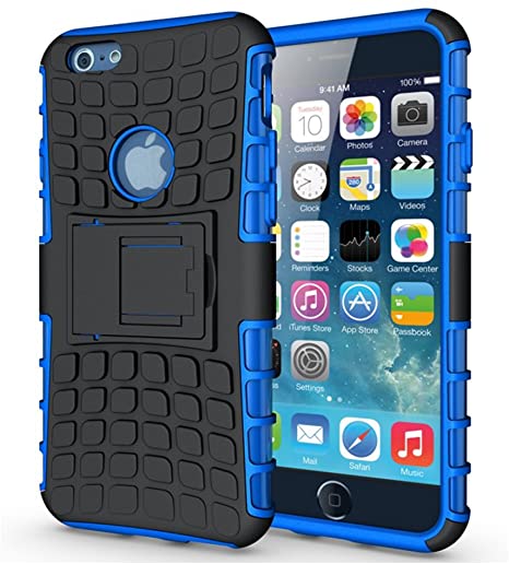 iPhone 6S Armor Case-K-Xiang Defender [Heavy Duty] iPhone 6 Shockproof Protective Case Impact Resistant Dual Layer Armor Shell with Kickstand for Apple iPhone 6S 6 4.7" (Lake Blue)