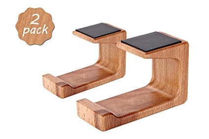 Vogek L Type Headphone Stand, Elegant Wooden Under-Desk Headphone Hanger, Universal On Ear Headphone Stand to place your Over Ear headhone Conveniently, suitable for home and office use （2 PACK）
