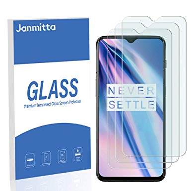 [3-Pack] Janmitta for Oneplus 7T Screen Protector, HD Protector [Anti-Scratch] [No-Bubble], Tempered Glass Film Glass for Oneplus 7T (Clear)