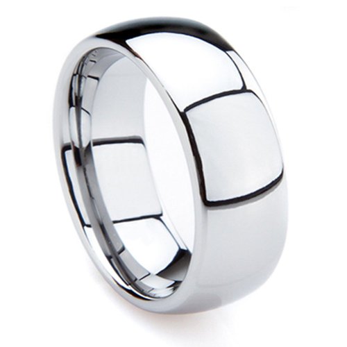 Tungsten Metal 8 mm 516 in High Polished Comfort Fit Domed Wedding Band Ring