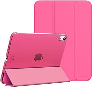 MoKo Case for iPad 10th Generation 2022, Slim Stand Hard PC Translucent Back Shell Smart Cover Case for iPad 10th Gen 10.9 inch 2022, Support Touch ID, Auto Wake/Sleep, Persian Pink